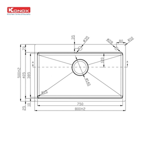 Chậu rửa chén inox 1 hố Konox KN8050TS