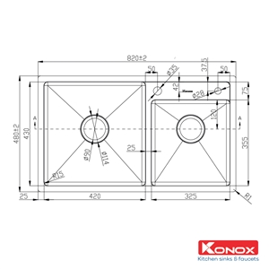 Chậu Rửa Chén 2 Hộc Overmount sink Konox KN8248DO