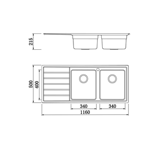 Chậu Rửa Chén 2 Hộc 1 Cánh (Trái Hoặc Phải) Premium Konox KS11650 2B