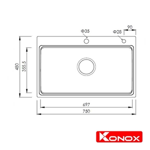 Chậu Rửa Chén Đơn European Konox KN7548SO