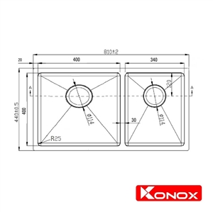 Chậu Rửa Chén 2 Hộc Undermount sink Konox KN8144DU