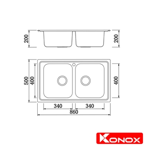 Chậu Rửa Chén 2 Hộc European Premium Konox KS8650 2B