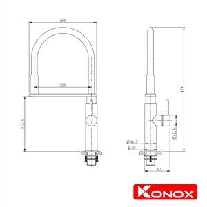 Vòi Rửa Chén Thân Mềm Konox KN1618