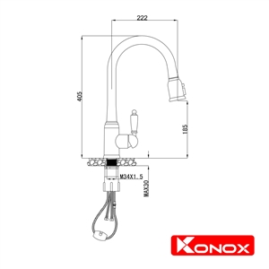 Vòi Rửa Chén Dây Rút Konox KN1905