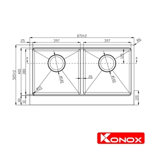 Chậu Rửa Chén 2 Hộc Apron sink Konox KN8750DA