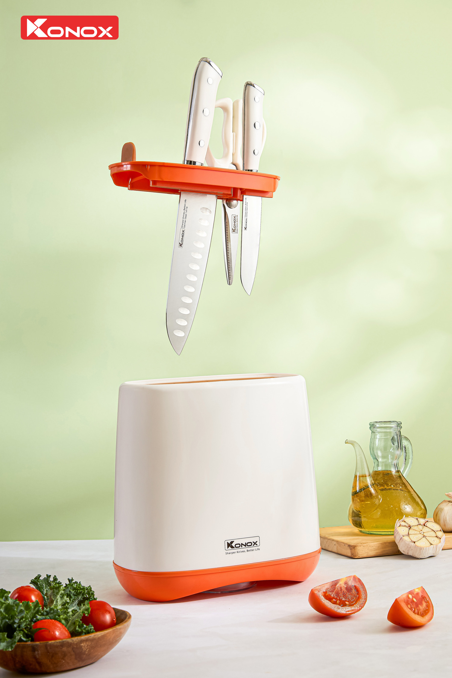 Bộ dao làm bếp 5 món cao cấp Konox Haper Orange - ảnh 6