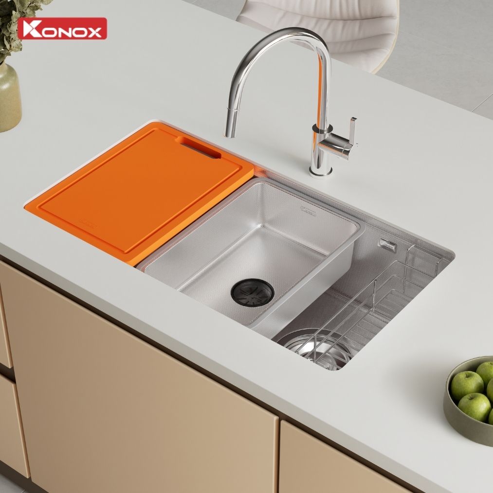 Chậu rửa bát 1 hố chống xước Dekor 7844SU - ảnh 2