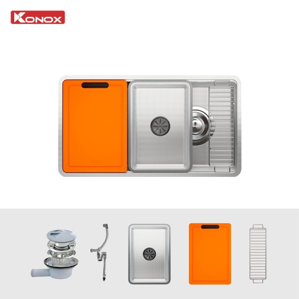 Chậu rửa bát 1 hố chống xước Dekor 7844SU - ảnh 4