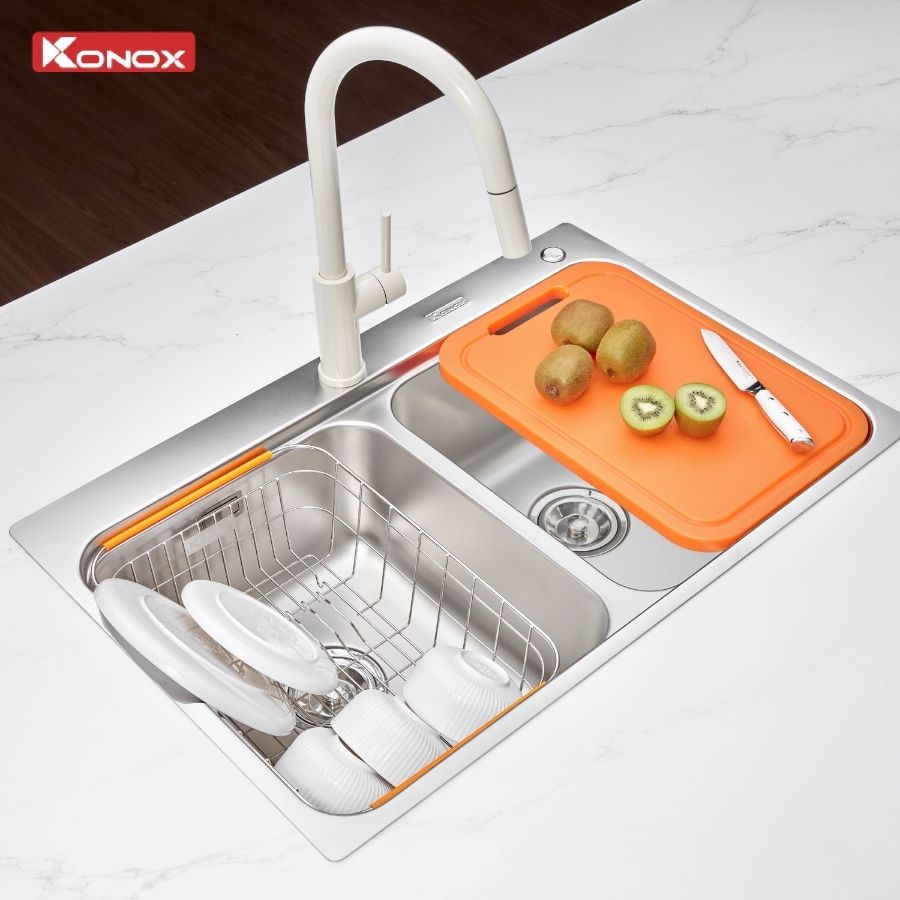 Chậu rửa bát 2 hố cân R50 Tari 7851TD - ảnh 5