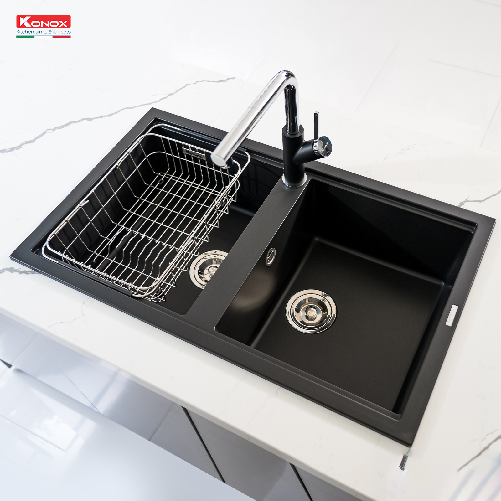 Chậu rửa bát Granite Sink Phoenix Smart 860 – Black - ảnh 2
