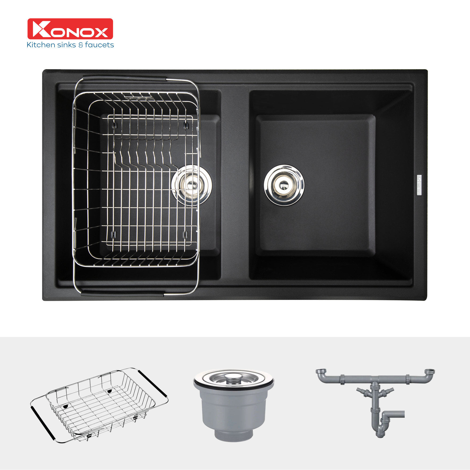 Chậu rửa bát Granite Sink Phoenix Smart 860 – Black - ảnh 4