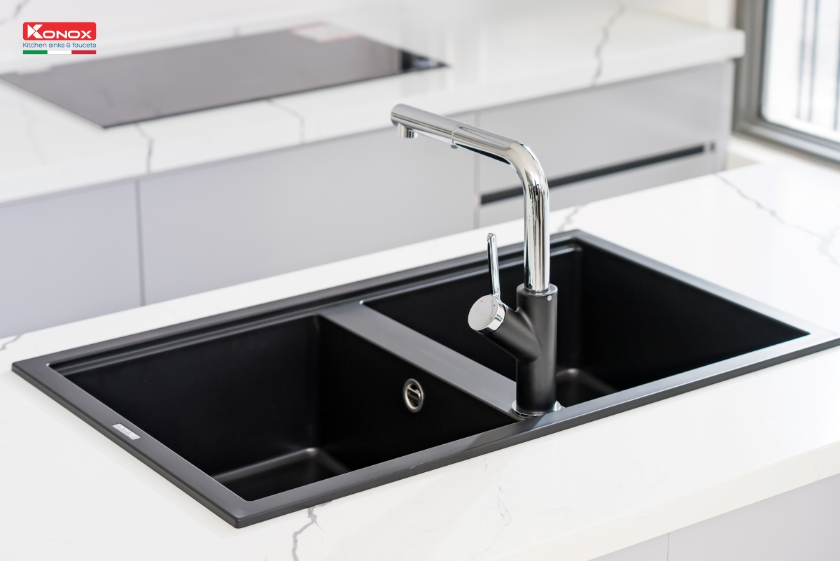 Chậu rửa bát Granite Sink Phoenix Smart 860 – Black - ảnh 6