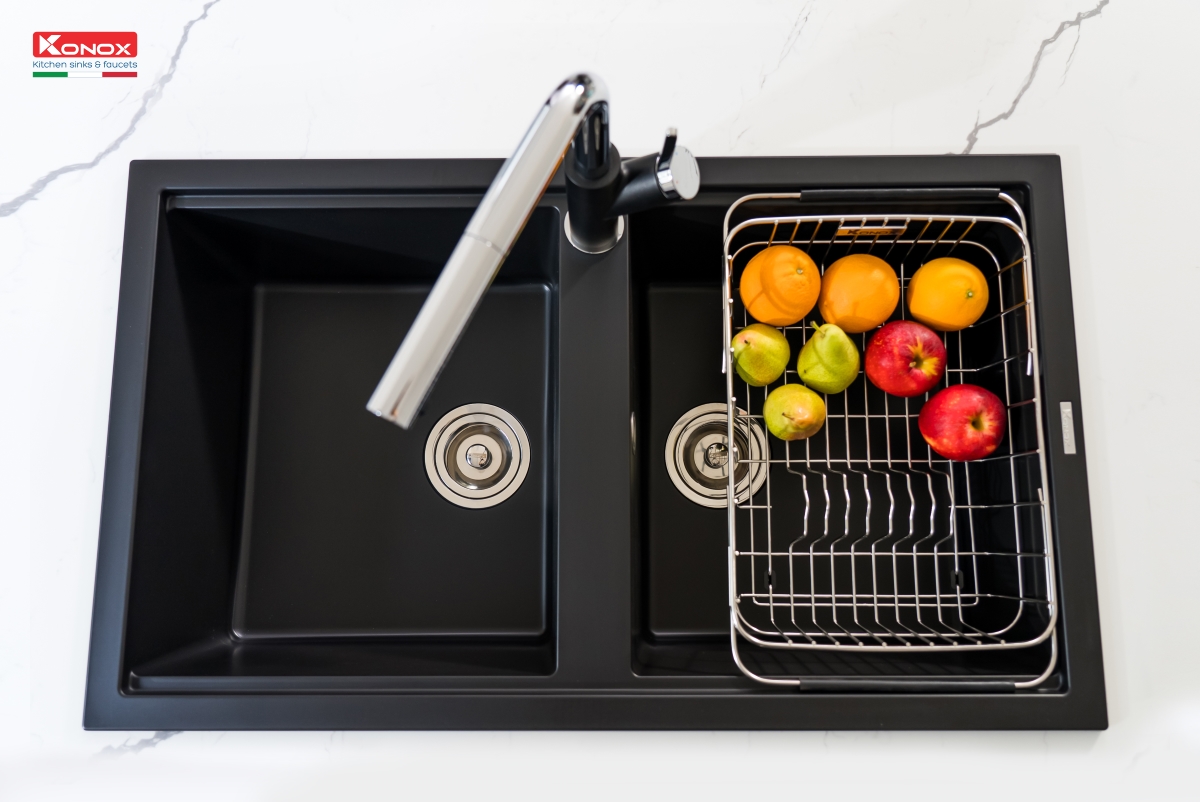 Chậu rửa bát Granite Sink Phoenix Smart 860 – Black - ảnh 8