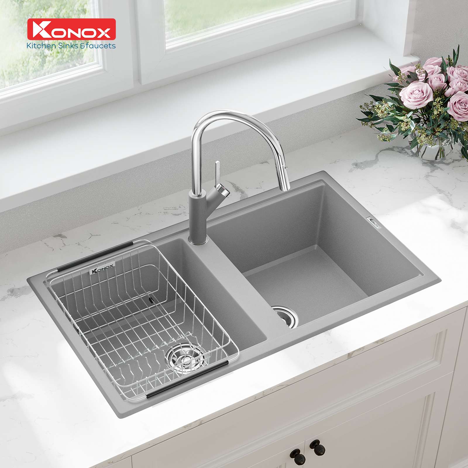 Chậu rửa bát Granite Sink Phoenix Smart 860 – Grey - ảnh 2
