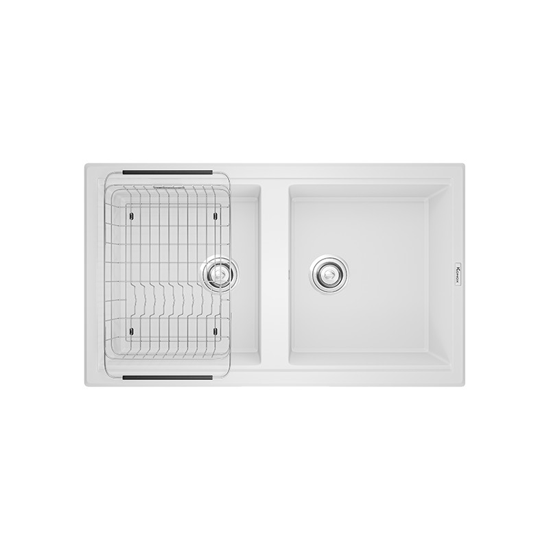 Chậu rửa bát Konox Phoenix Smart 860 White Silver – trắng bạc, bề mặt Nano Ag+