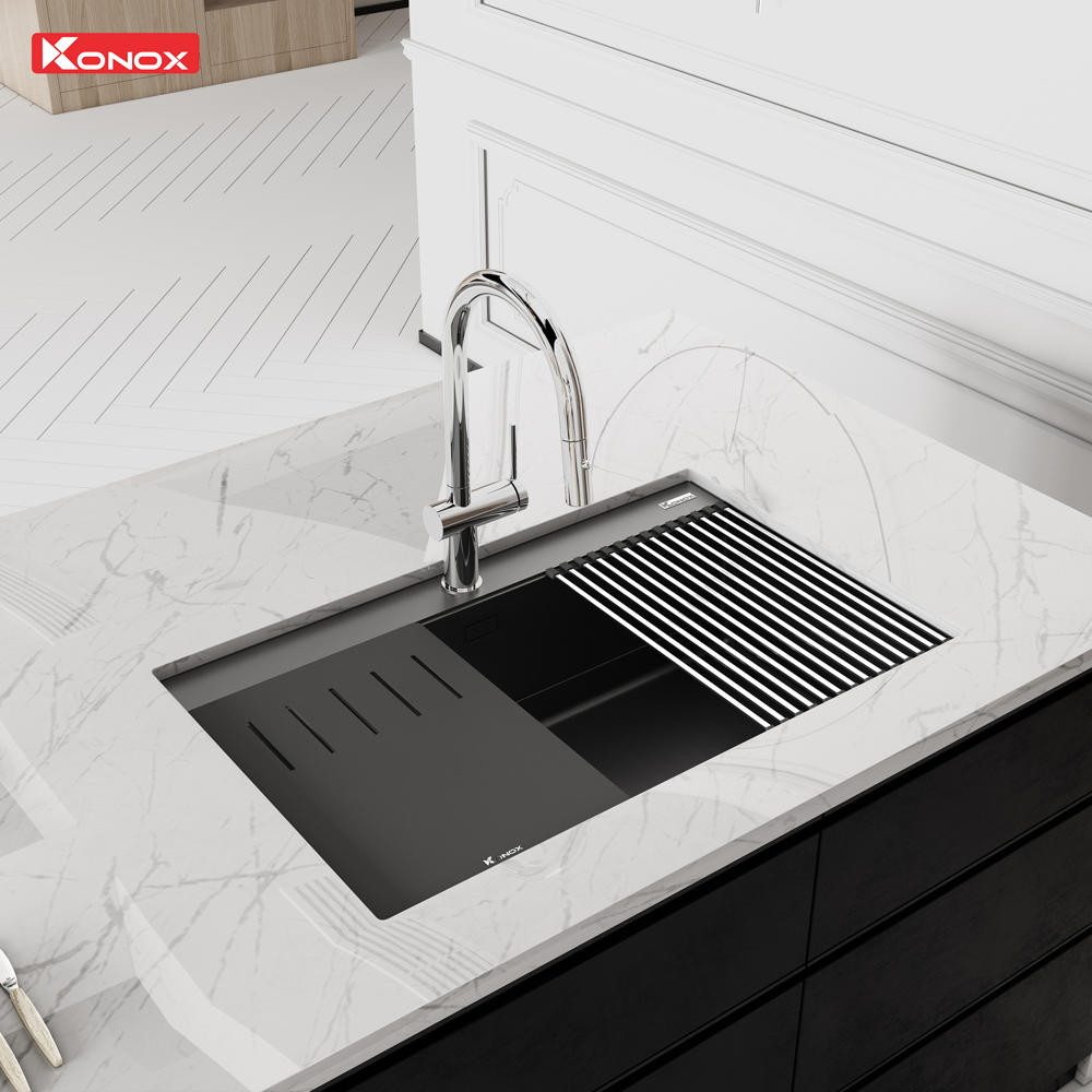 Chậu rửa bát đá Granite Sink Terra 790S Black - ảnh 6