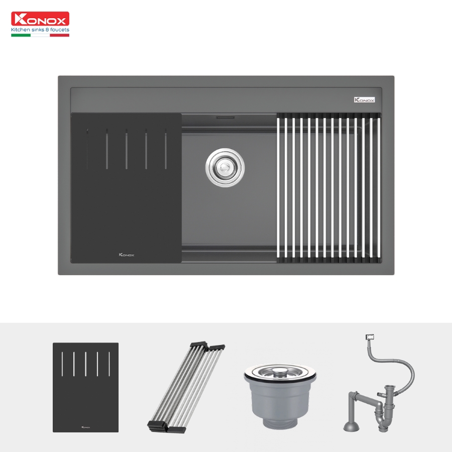 Chậu rửa bát đá Granite Sink Terra 860S Grey - ảnh 4
