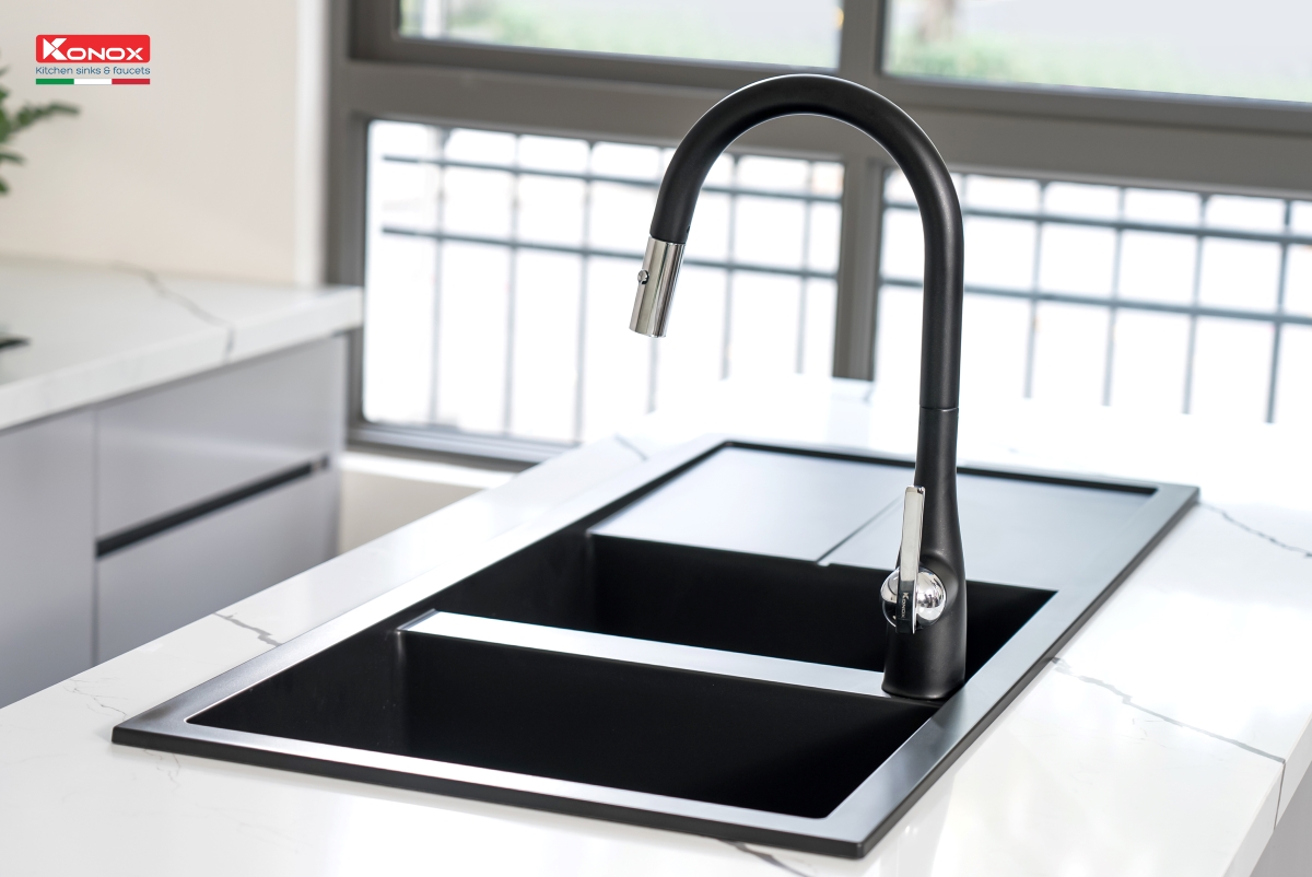 Chậu rửa bát Granite Sink Livello Smart 1160 – Black - ảnh 6