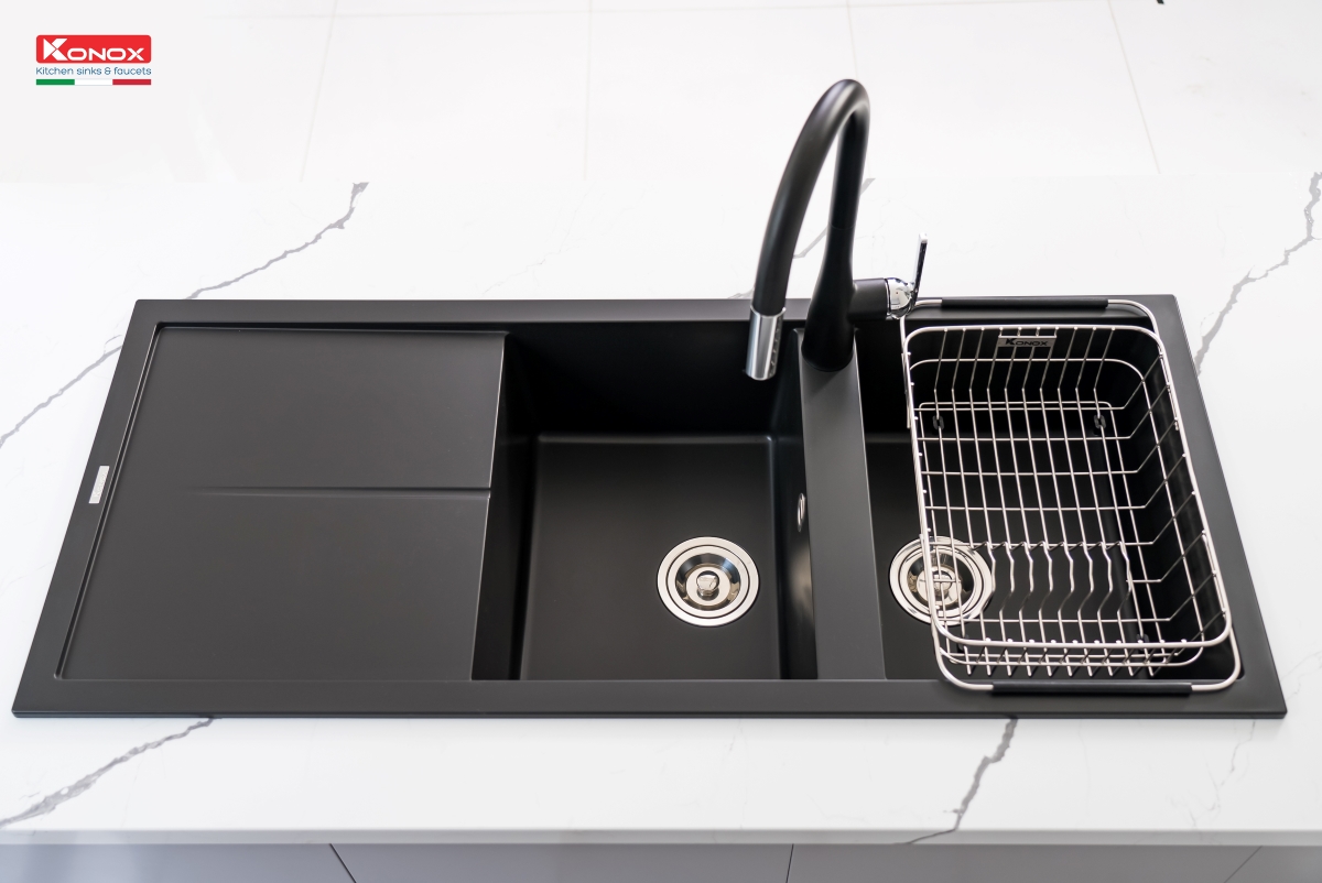 Chậu rửa bát Granite Sink Livello Smart 1160 – Black - ảnh 7