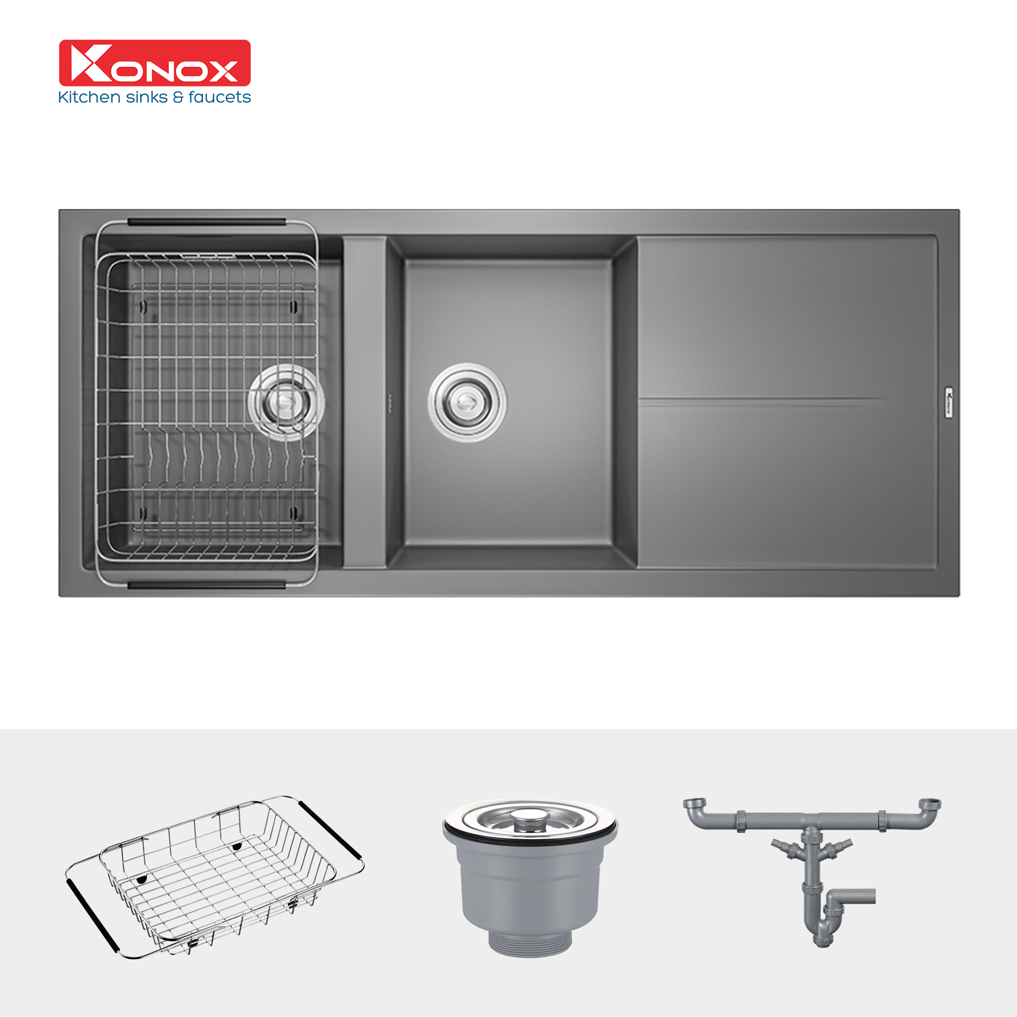 Chậu rửa bát Granite Sink Livello Smart 1160 – Grey - ảnh 3