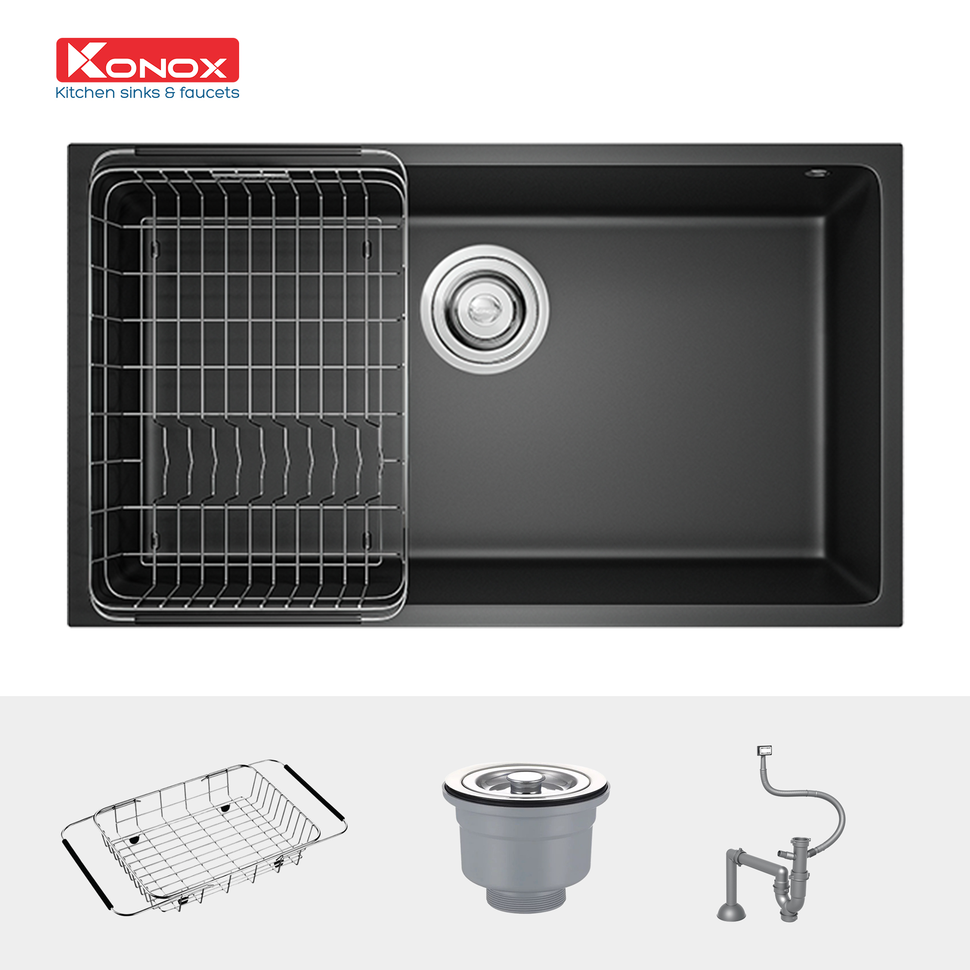 Chậu rửa bát Granite Sink Naros 760S – Black - ảnh 3