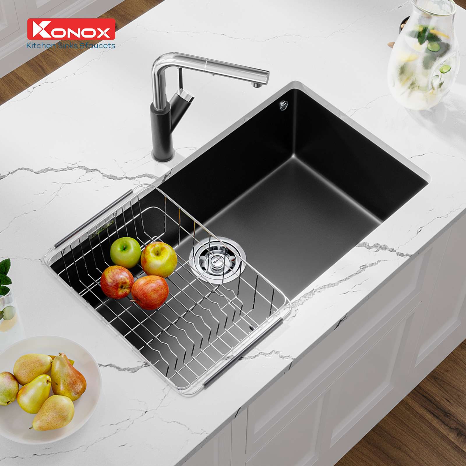 Chậu rửa bát Granite Sink Naros 760S – Black - ảnh 4