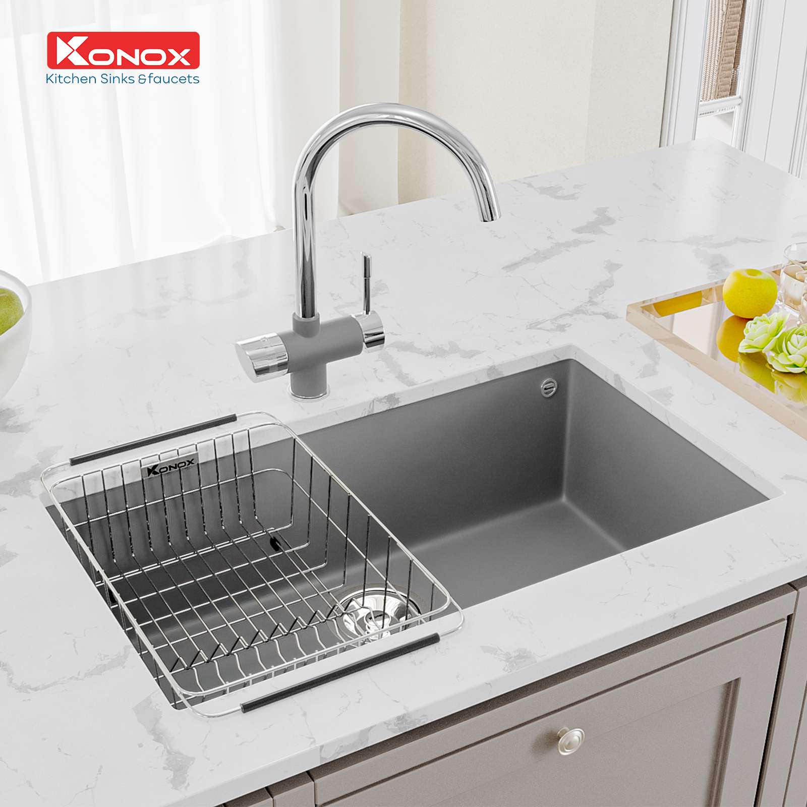 Chậu rửa bát Granite Sink Naros 760S – Grey - ảnh 4