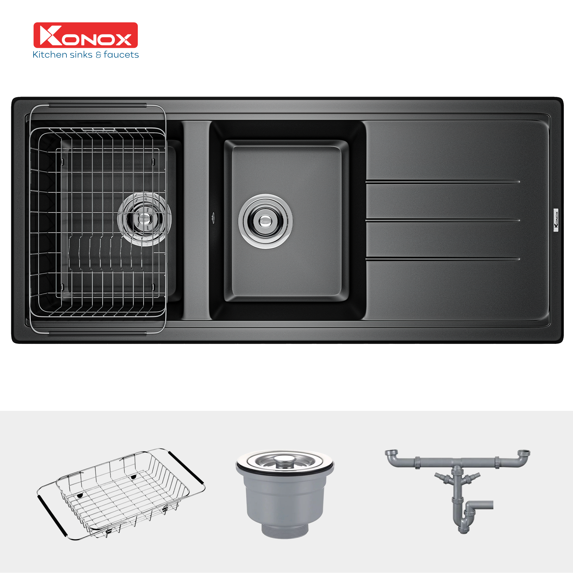 Chậu rửa bát Granite Sink Phoenix 1160 – Black - ảnh 3