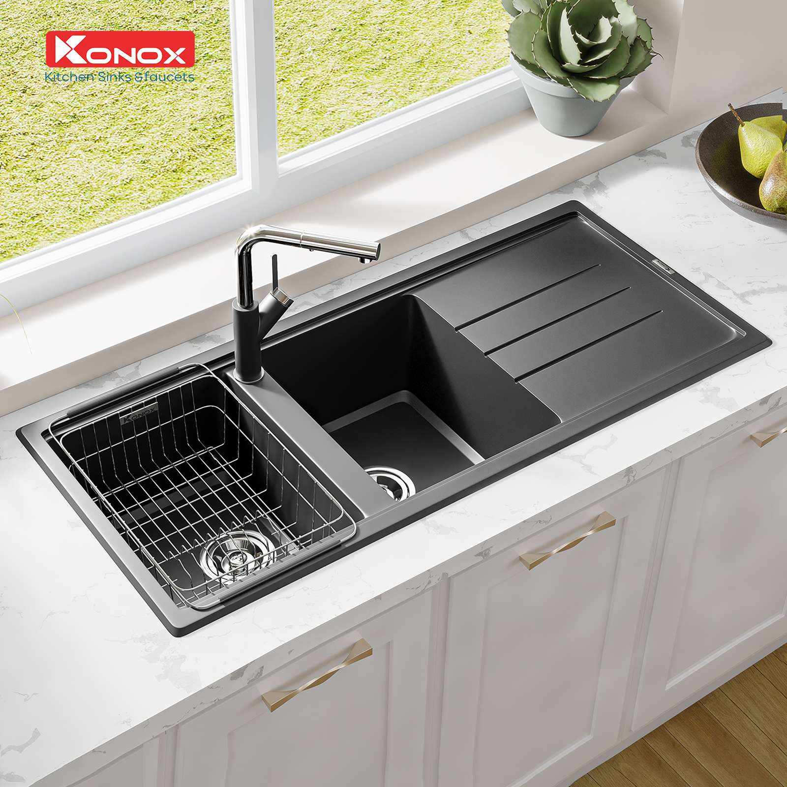Chậu rửa bát Granite Sink Phoenix 1160 – Black - ảnh 4