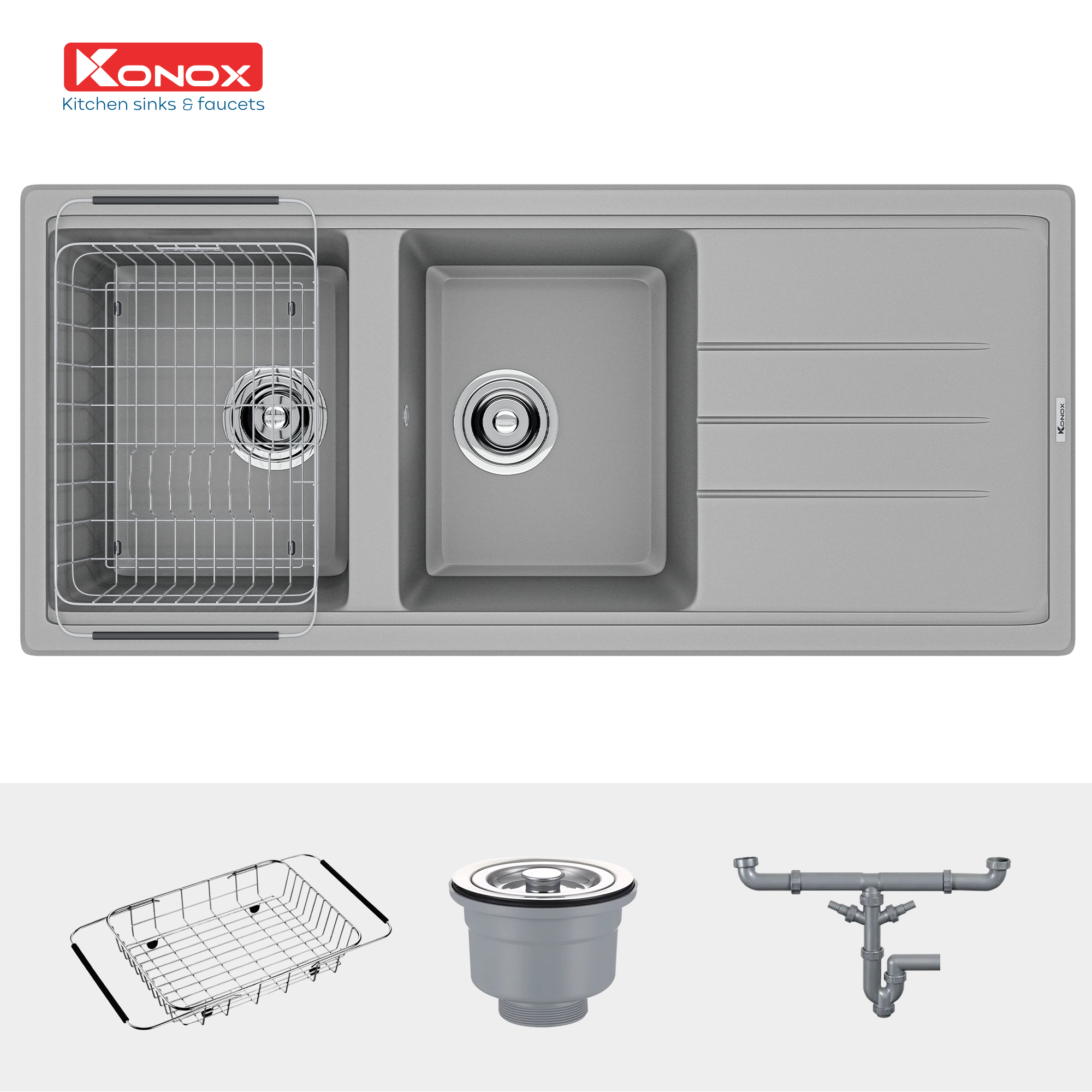 Chậu rửa bát Granite Sink Phoenix 1160 – Grey - ảnh 3