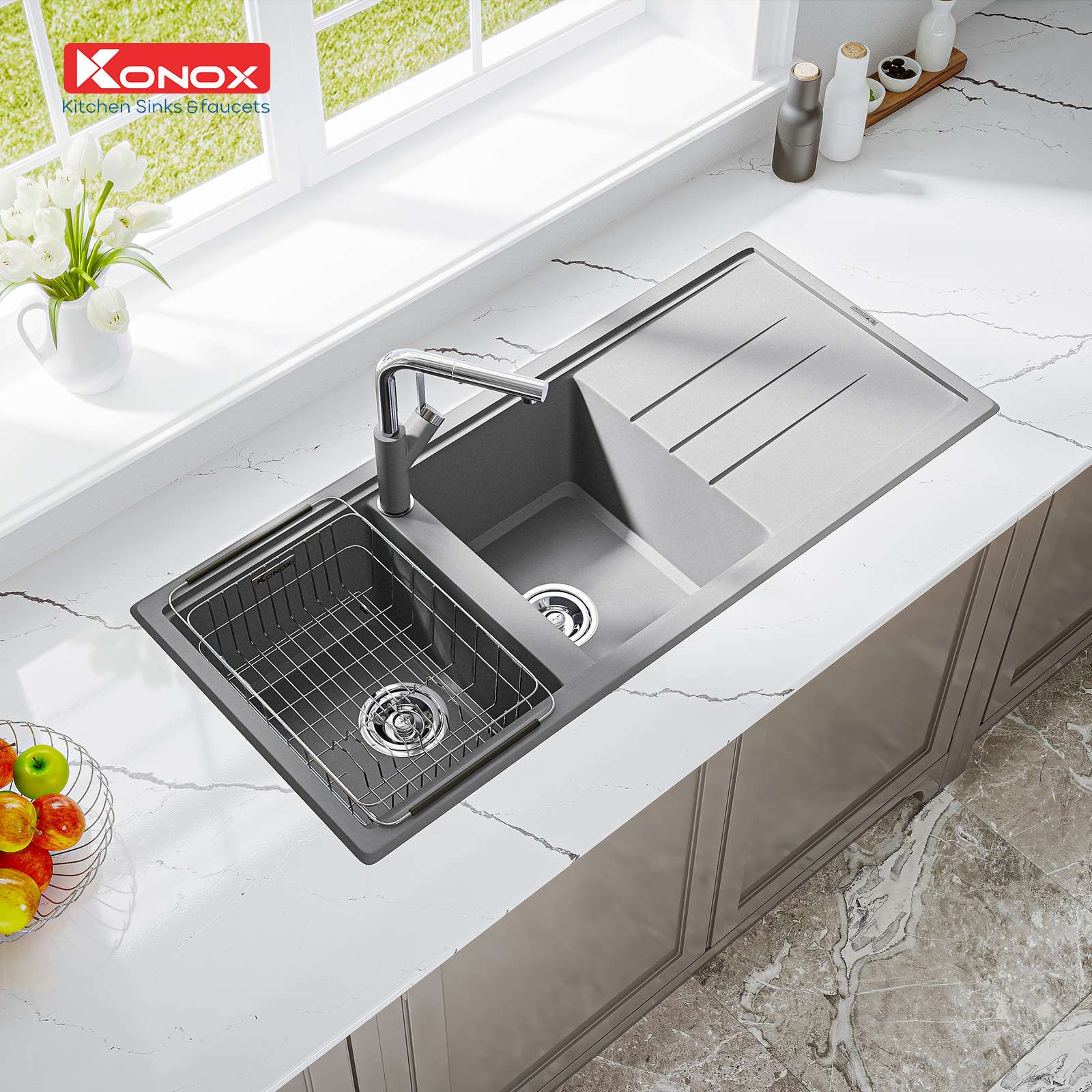 Chậu rửa bát Granite Sink Phoenix 1160 – Grey - ảnh 4