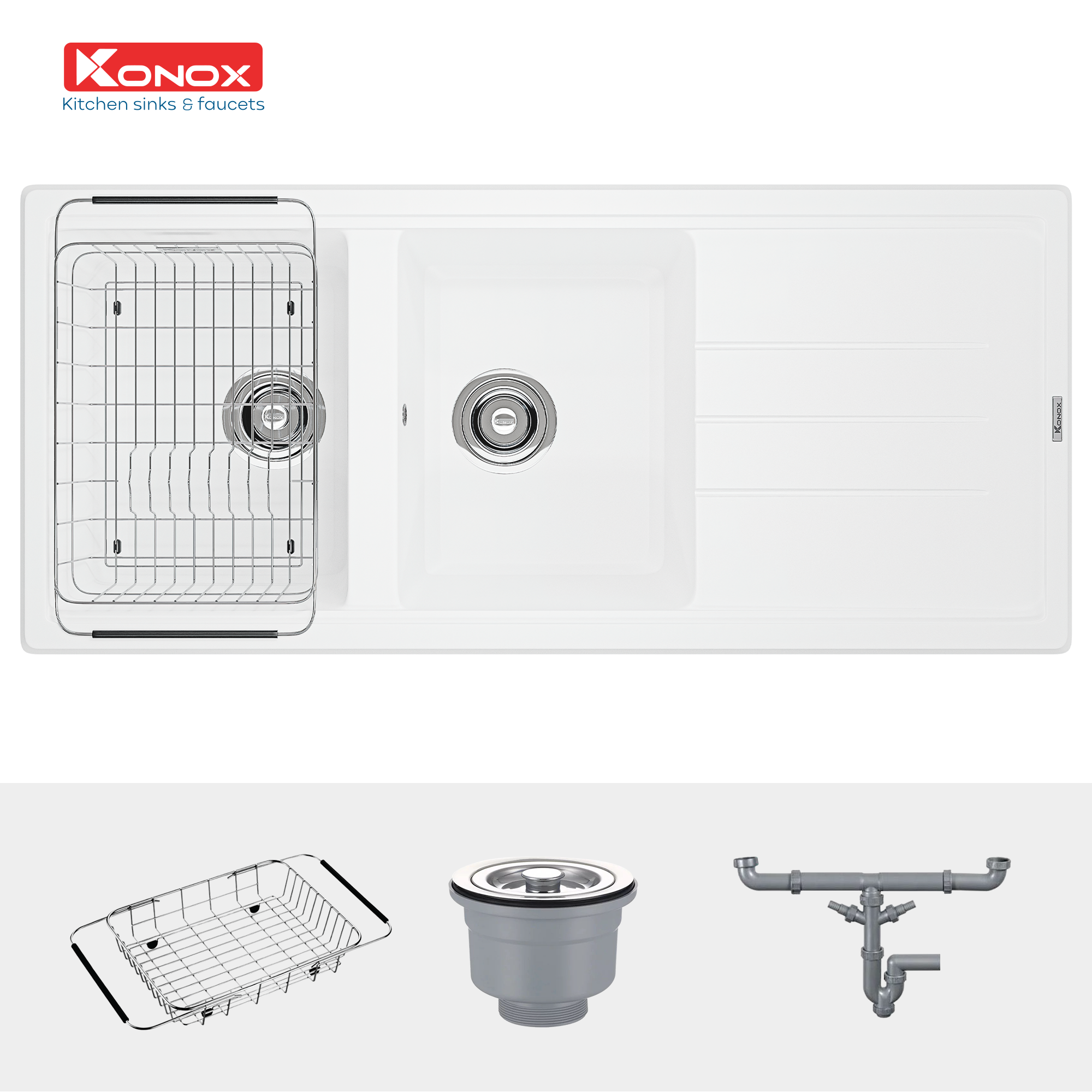 Chậu rửa bát Granite Sink Phoenix 1160 – White Silver - ảnh 3