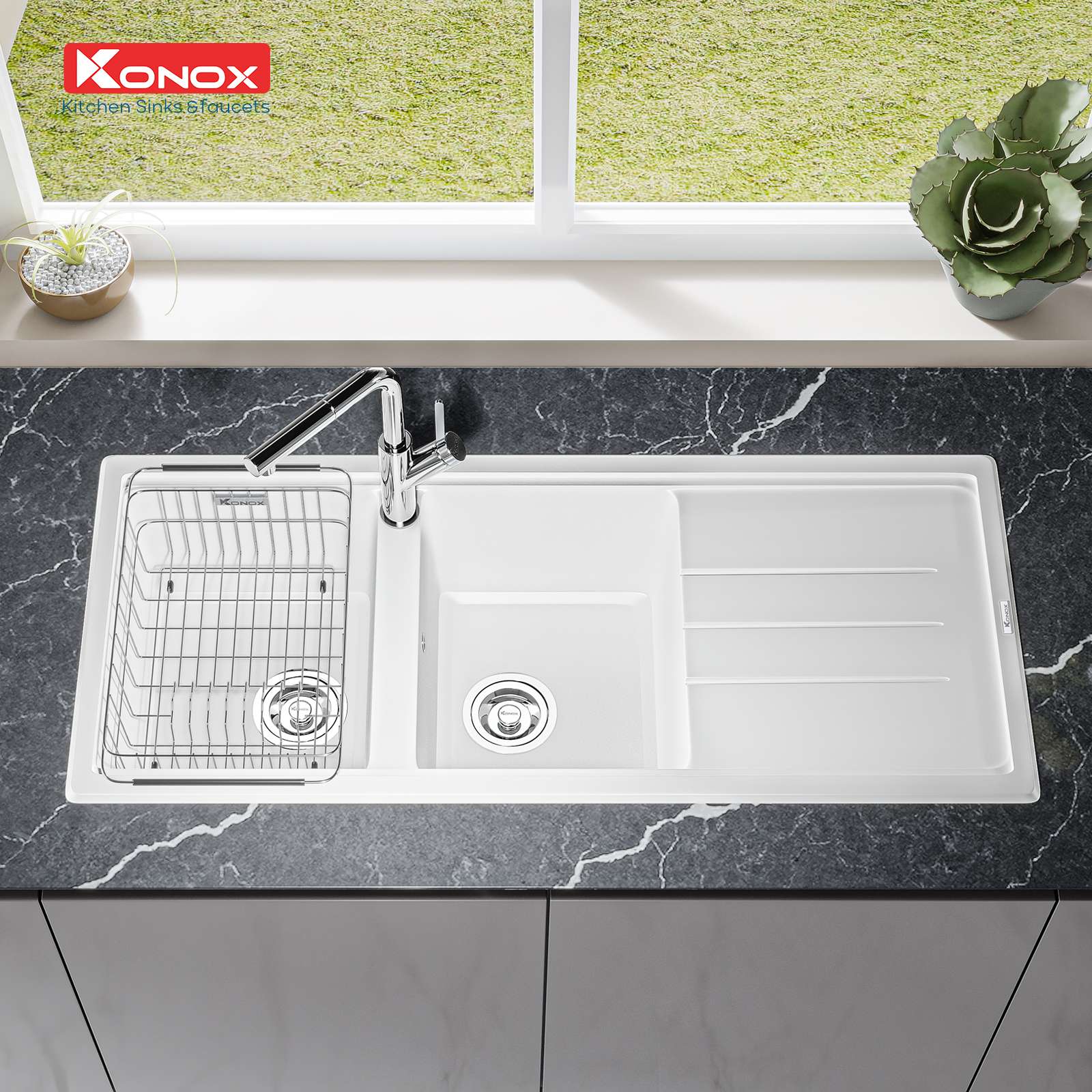 Chậu rửa bát Granite Sink Phoenix 1160 – White Silver - ảnh 4