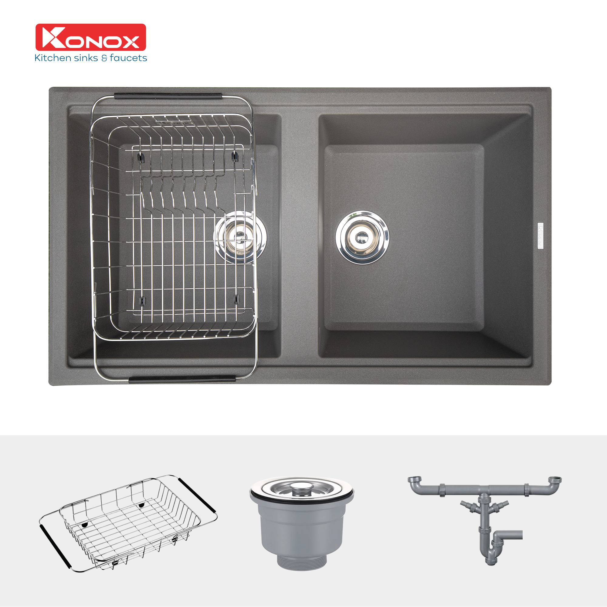 Chậu rửa bát Granite Sink Phoenix 860 – Grey - ảnh 3