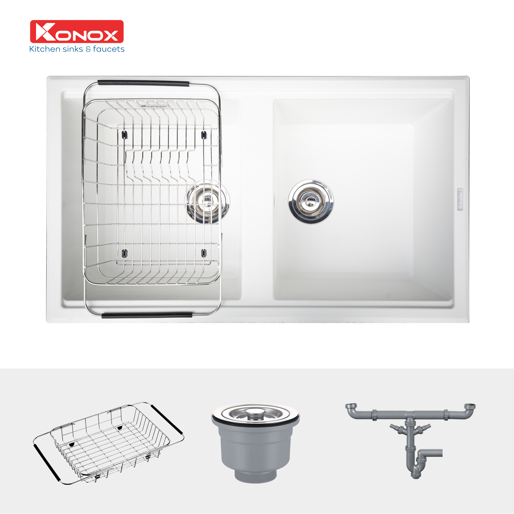 Chậu rửa bát Granite Sink Phoenix 860 – White Silver - ảnh 3
