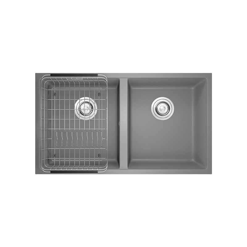 Chậu rửa bát Konox Veloci 760D Grey – chậu đá xám lắp âm mặt đá