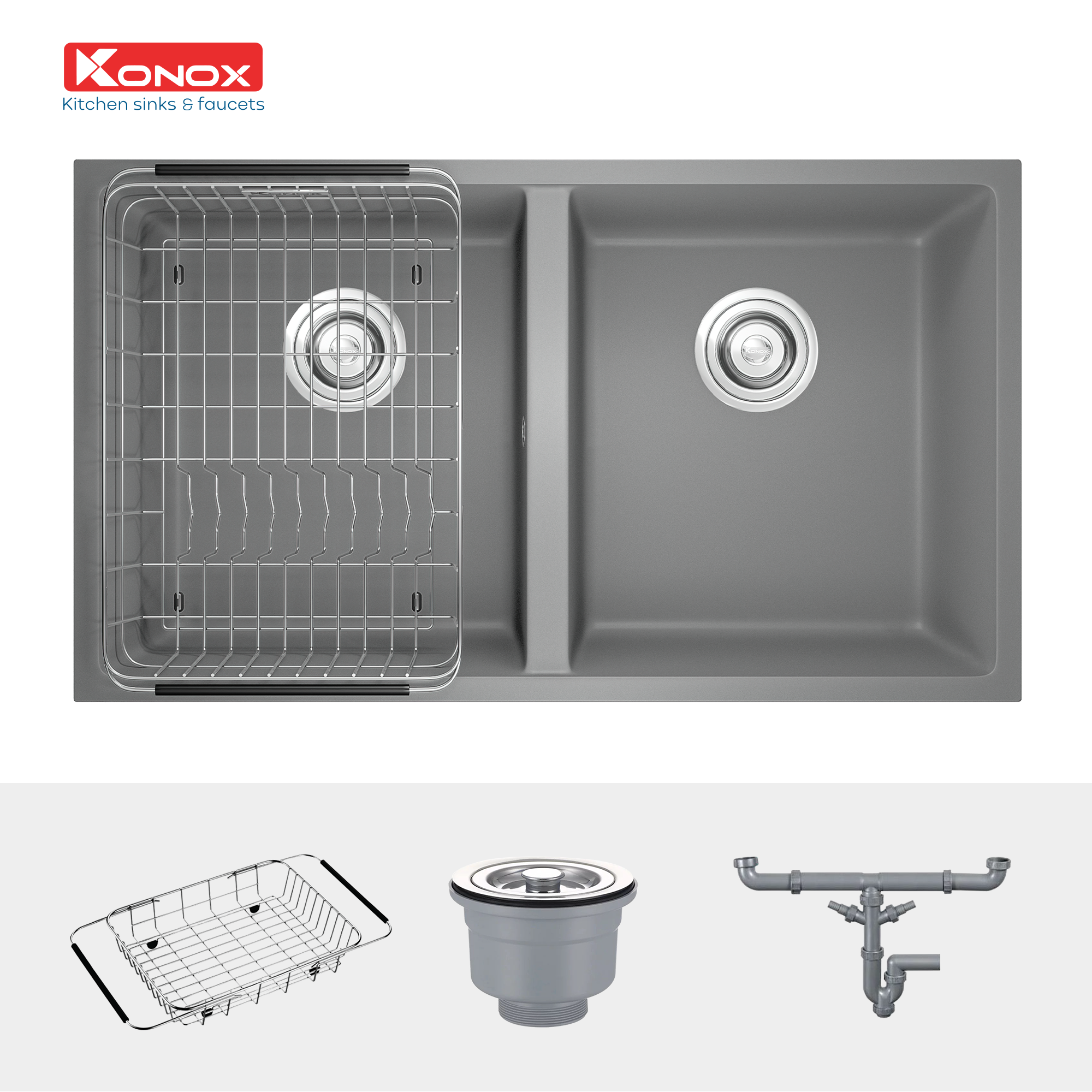 Chậu rửa bát Granite Sink Veloci 760D – Grey - ảnh 3