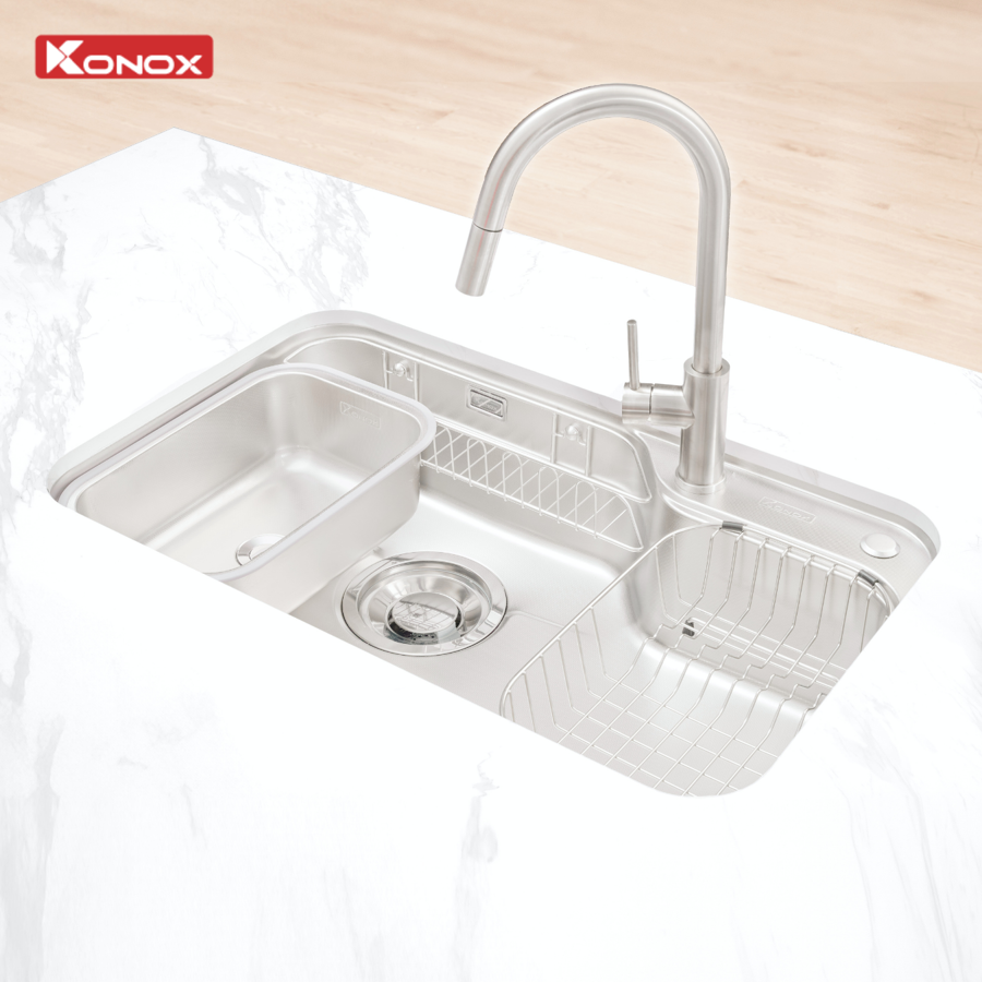 Chậu rửa bát inox 1 hố chống xước Dekor 8250TS - ảnh 7