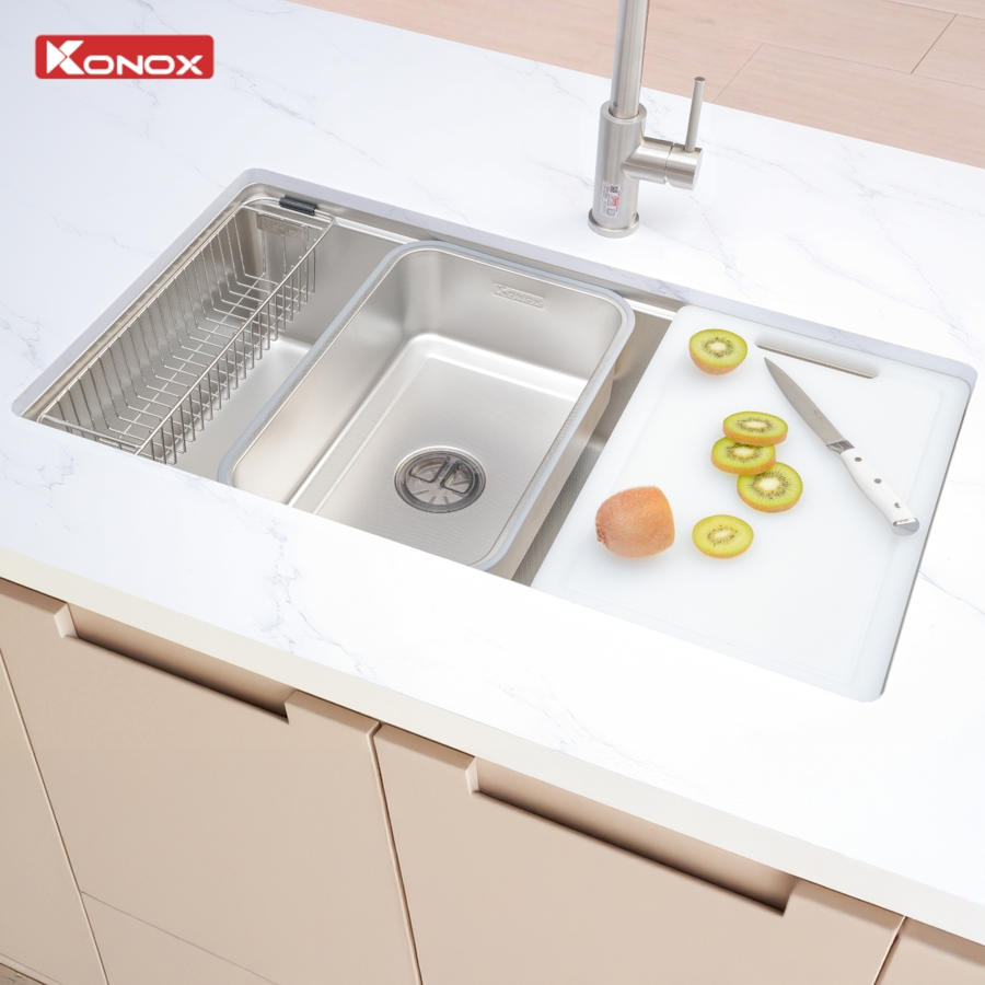 Chậu rửa bát inox 1 hố chống xước Dekor JP8044SU-L - ảnh 6