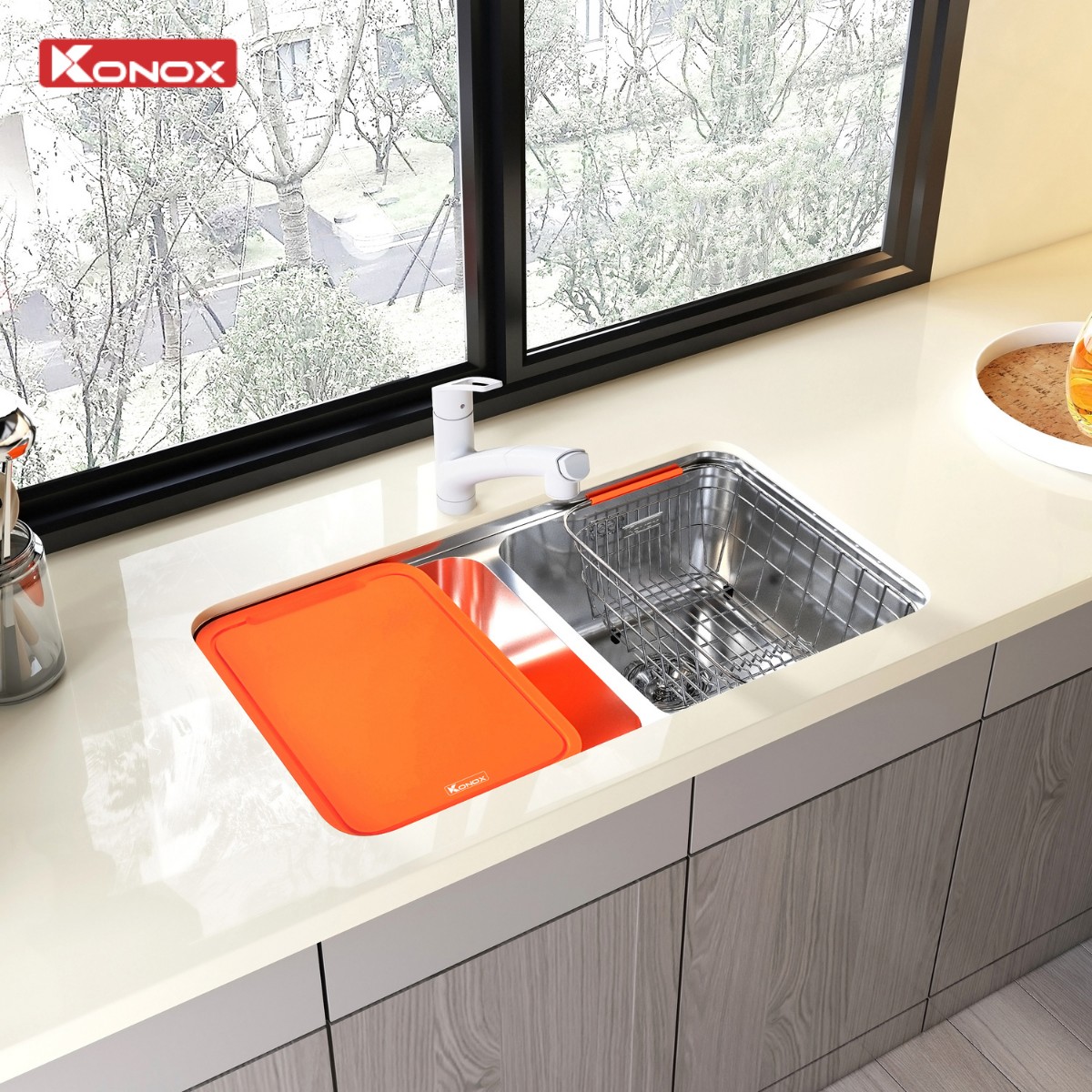 Chậu rửa bát lắp âm 2 hố cân R50 Tari 7846DU - ảnh 3