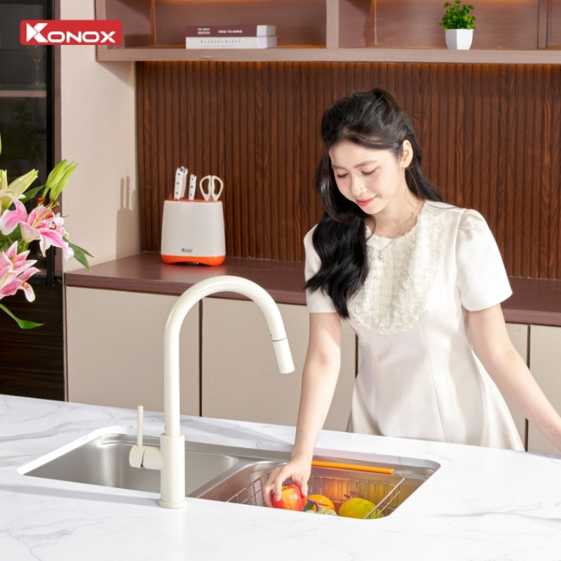 Chậu rửa bát lắp âm 2 hố lệch R50 Tari 8246DU - ảnh 4