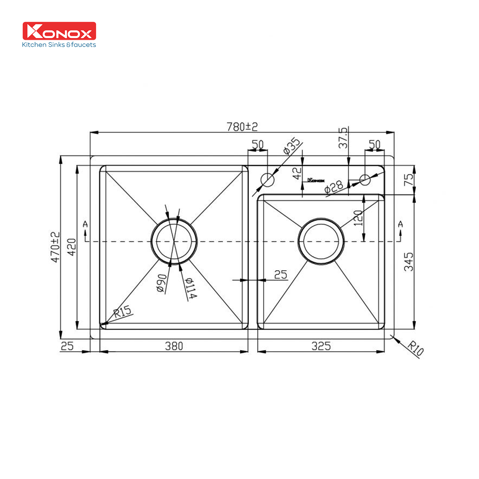 Chậu rửa bát Overmount Sink KN7847DO - ảnh 2