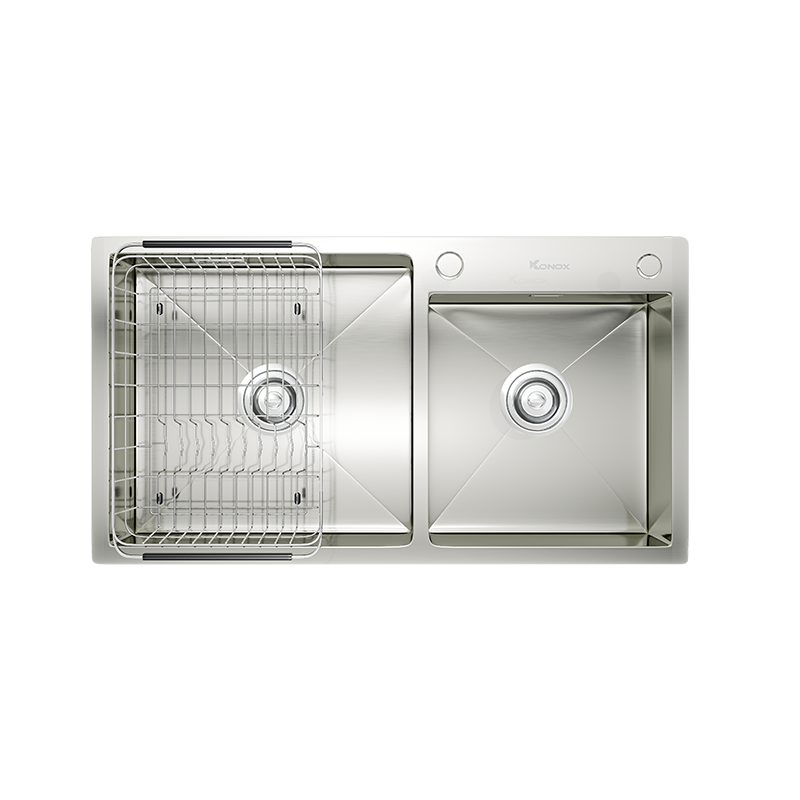 Chậu rửa bát Konox Overmount KN8245DO – 2 hố lệch cho tủ chậu 800 mm