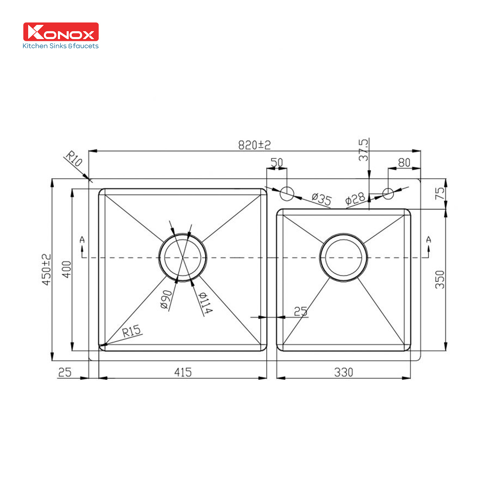 Chậu rửa bát Overmount Sink KN8245DO - ảnh 2