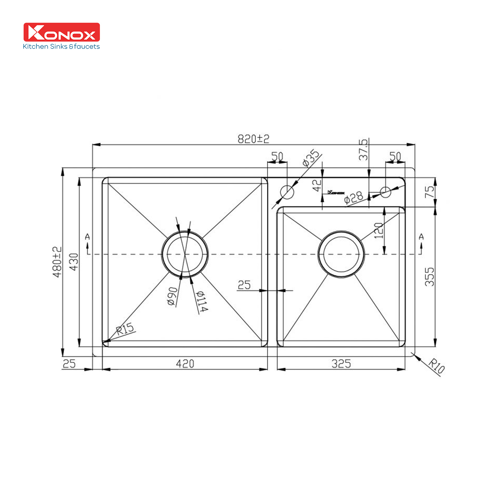 Chậu rửa bát Overmount Sink KN8248DO - ảnh 2