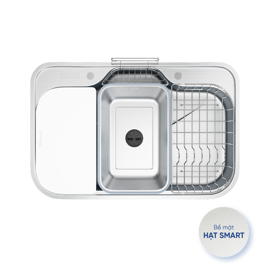 Chậu rửa bát Konox Tari Smart 7851 – dáng tròn R100, bề mặt hạt
