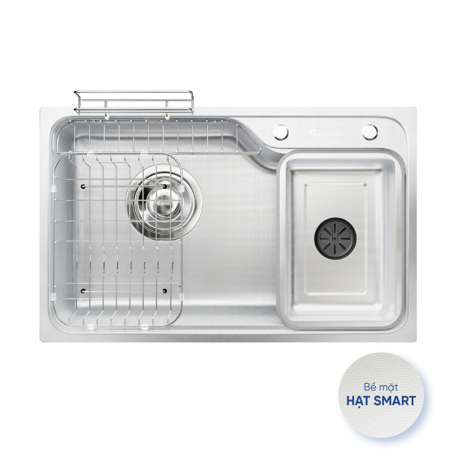 Chậu rửa bát Konox Tari Smart 8050 – hố rộng 460 mm, bát rác lệch