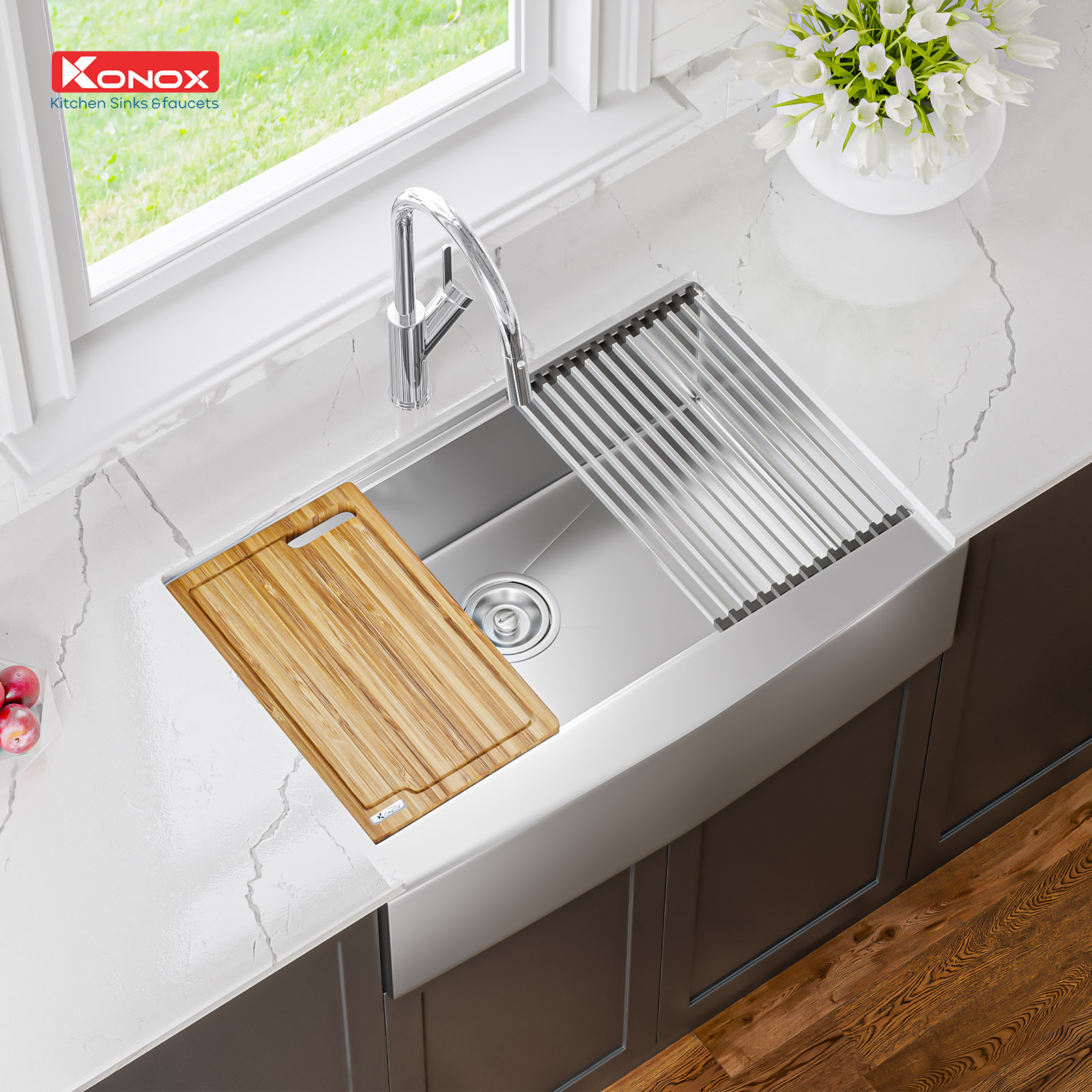 Chậu rửa bát Workstation Sink – Apron Sink KN8051AS Curve - ảnh 4