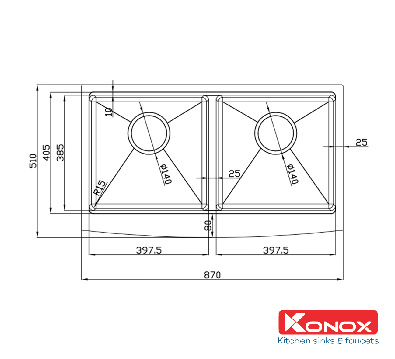Chậu rửa bát Workstation Sink – Apron Sink KN8751DA Curve - ảnh 2