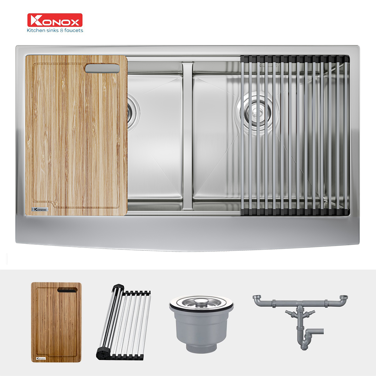 Chậu rửa bát Workstation Sink – Apron Sink KN8751DA Curve - ảnh 3